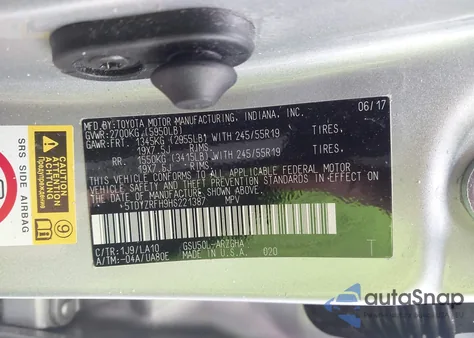 2017 Toyota Highlander Limited Platinum from USA, damaged, VIN 5TDYZRFH9HS221387